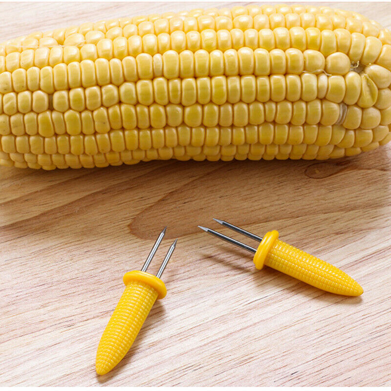 2PCS Corn on The Cob Holders Stainless Steel BBQ Prongs Skewers Forks Gri.l8