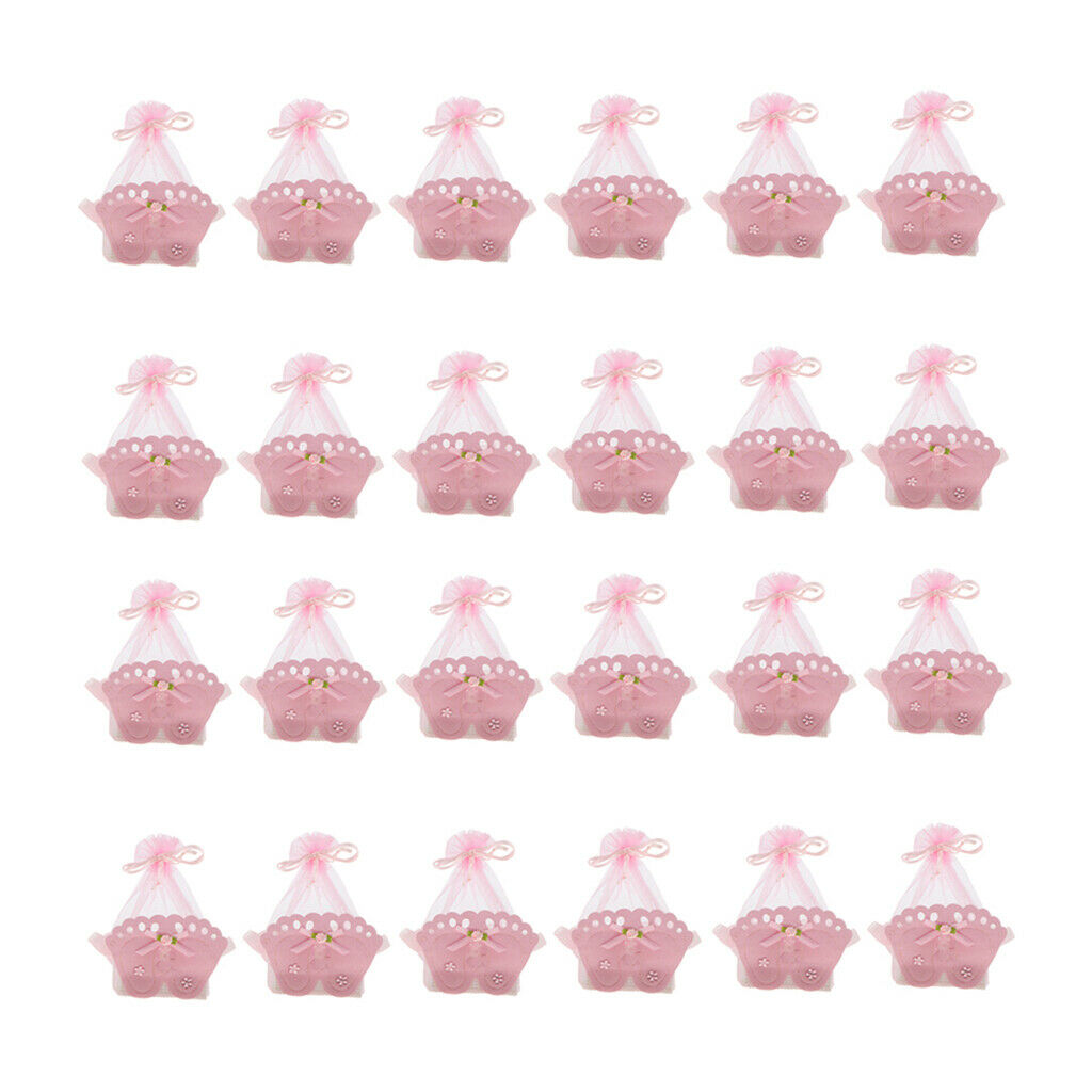 24Pieces Cute Footprint Organza Gift Box Baby Girl Children Candy Bags