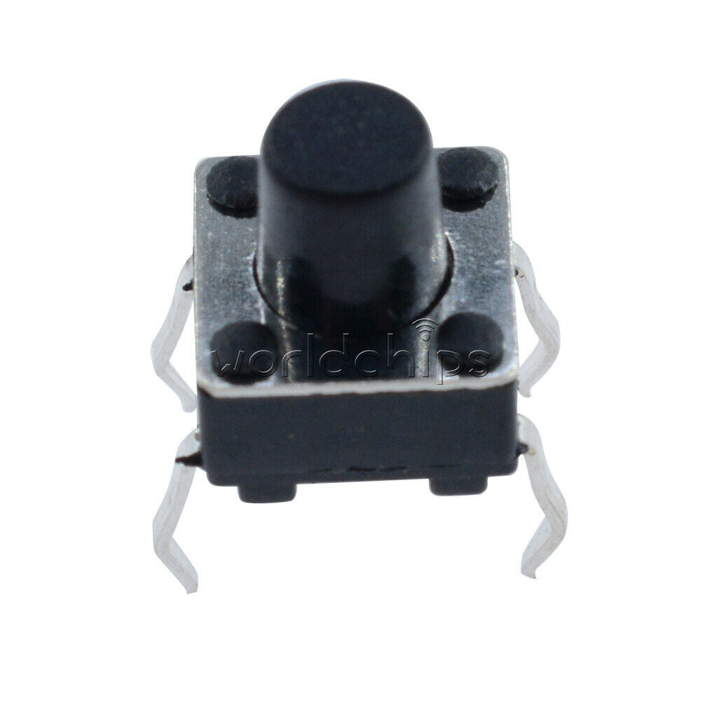 100PCS 6x6x7mm Touch Switch Black Round Button 6*6*7mm 4 Pin Tactile Tact Switch
