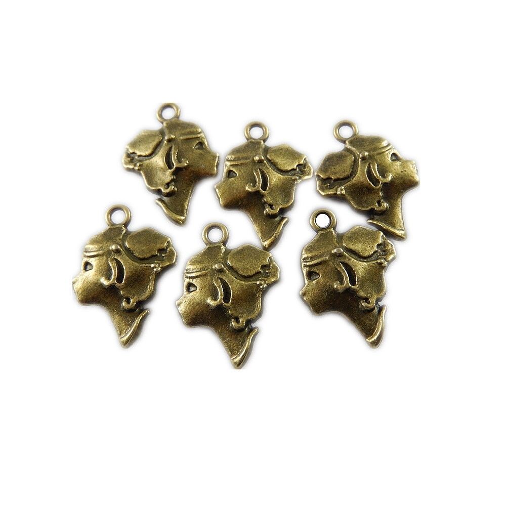 20 pcs Antiqued Bronze Zinc Alloy Girl Head Charms Necklace Pendant Crafts DIY