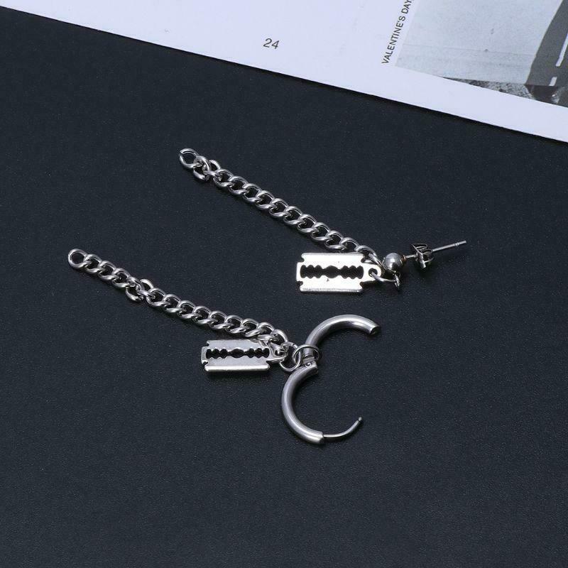Titanium Steel Korean Boy Jin V Dlade Pendant Tassel Chain Drop Fashion Earrings