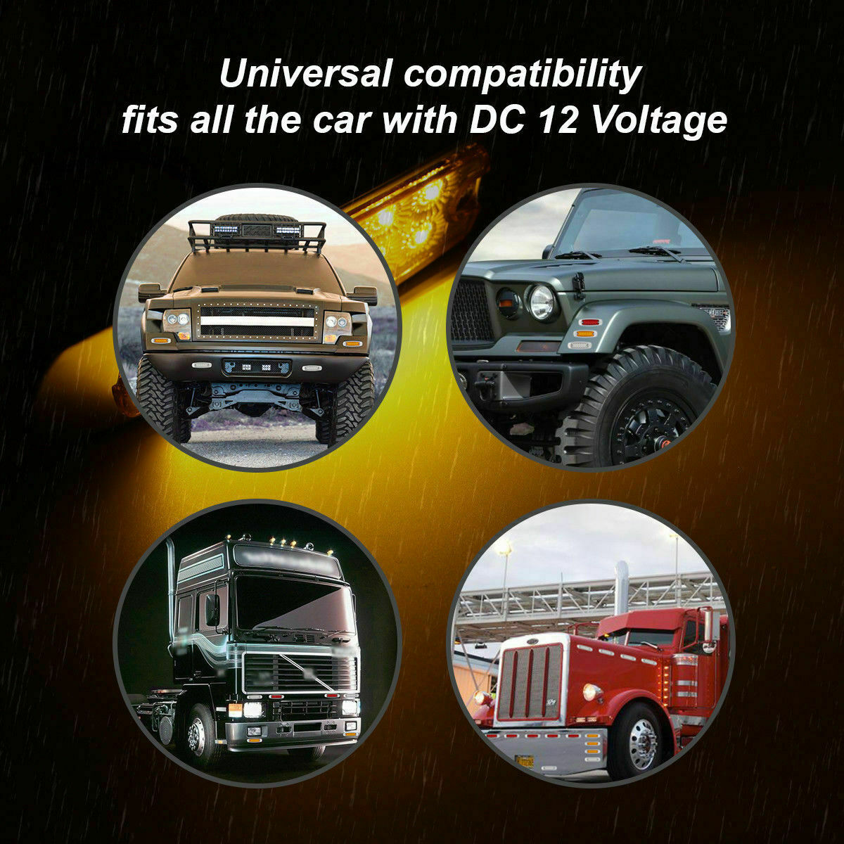 10x 6.3in Amber Cab Marker Light Clearance SS Bezel 12 Diodes For Freightliner