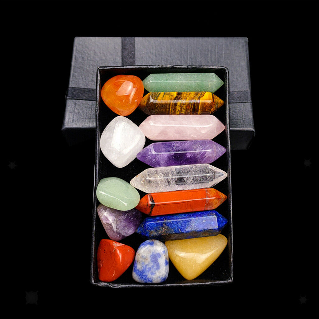 14x Tumbled Crystal Stone with Gift Box Quartz Energy Good Home Desk Decor