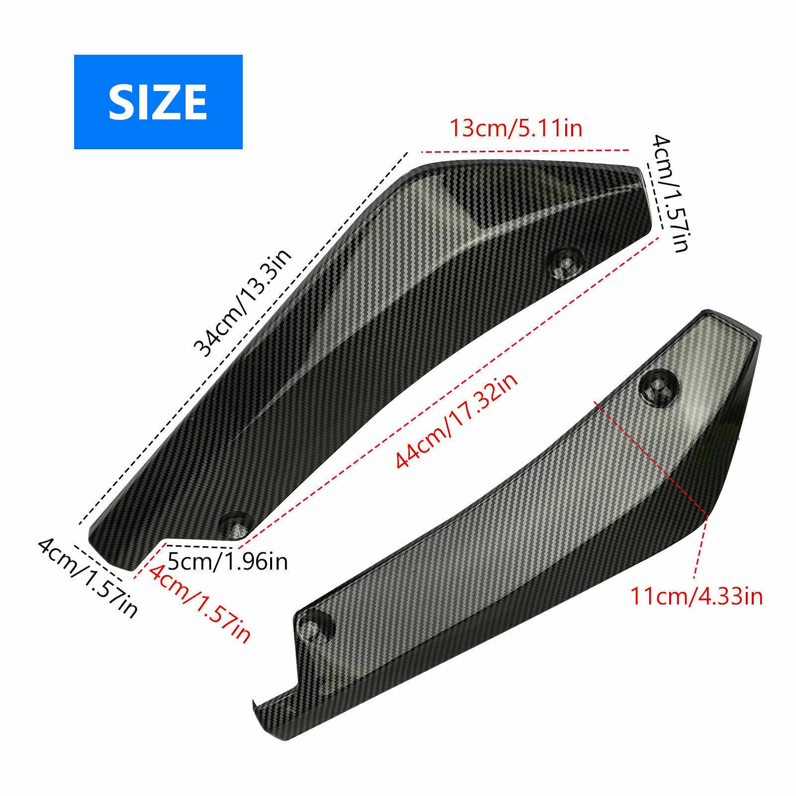 2x Car Auto Carbon Fiber Rear Bumper Lip Diffuser Splitter Canard Protector Top