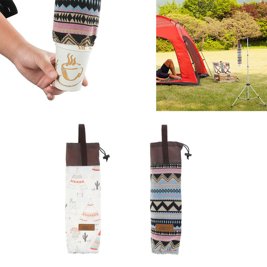 2 Pieces Camping Paper Cup Dispenser Holder Bag Disposable Water Cups with