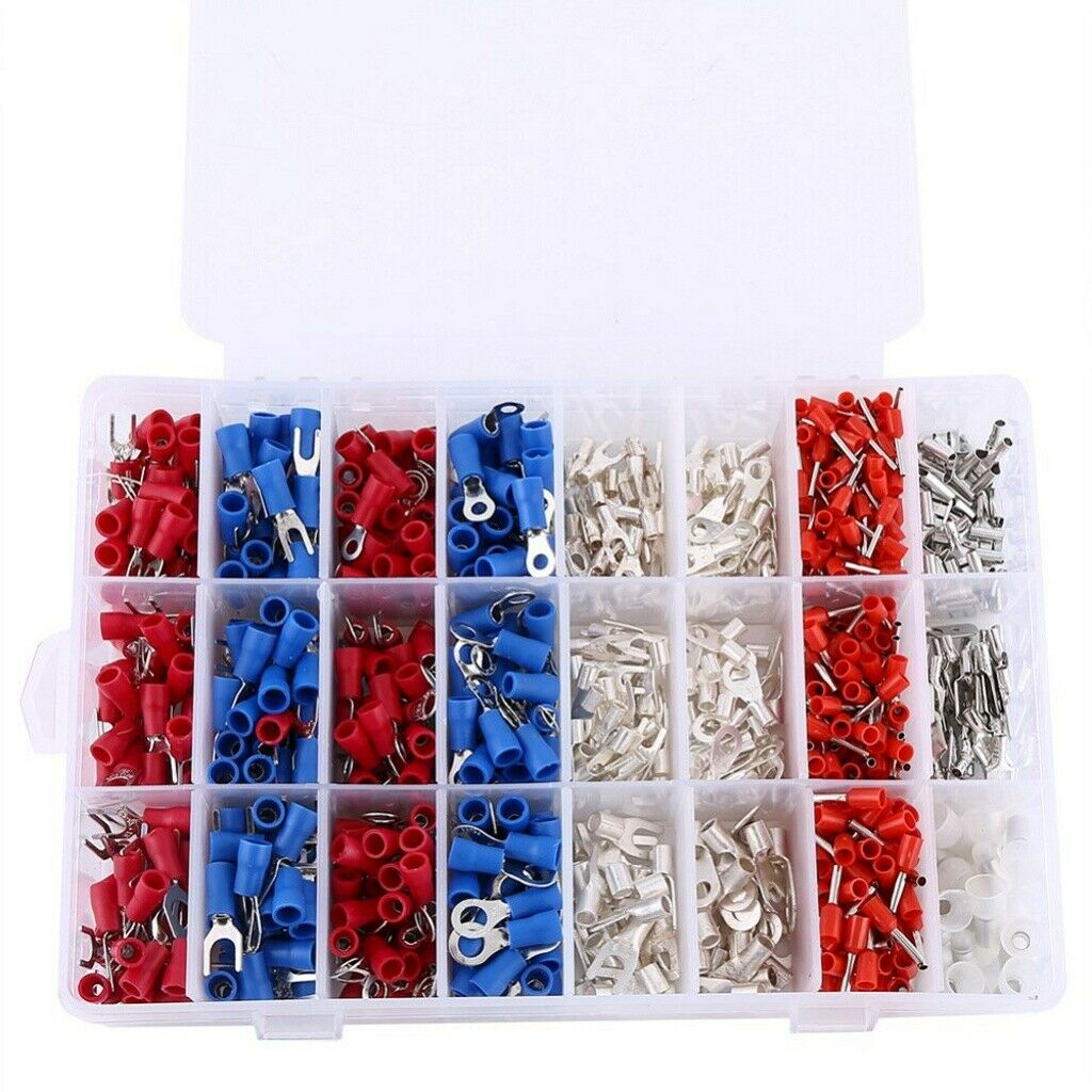 1000pcs Assorted Crimp Spade Terminals Insulated Electrical Wire Connectors