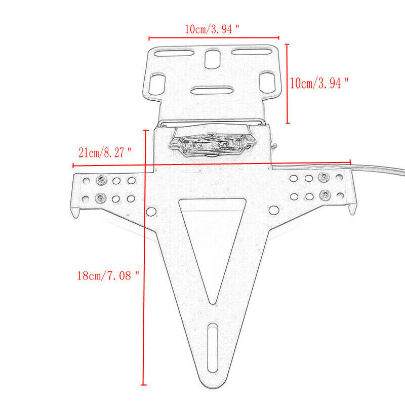 Motorcycle Fender License Plate Frame Cover Bracket Eliminator w/ LED Taillight