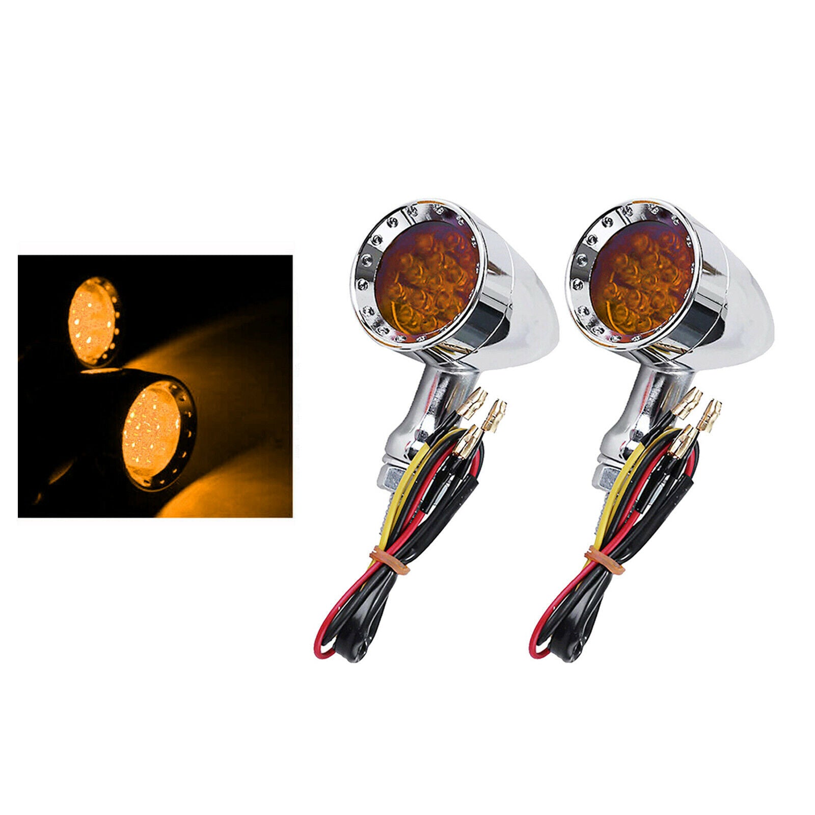 2x Turn Signal Light Motorcycle Indicators Signal Lamp Blinker Yellow