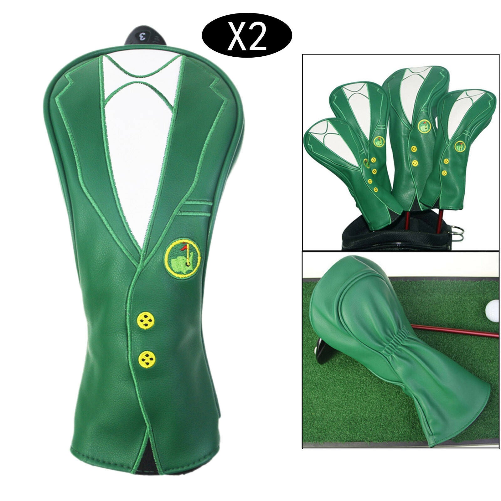 2X Golf Wood Headcover No. 3 Drivers Covers Club Protection Protect Sleeve