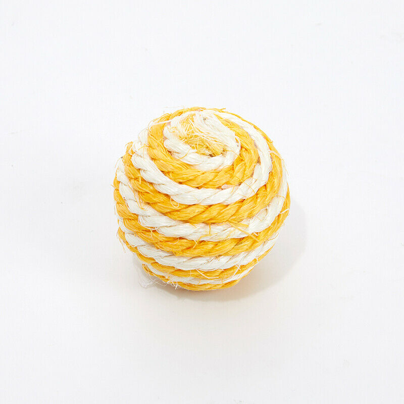 Cat Toys Bell Ball Woven Sisal Rope Weave Play Soft Chewing Rattle Catch .l8