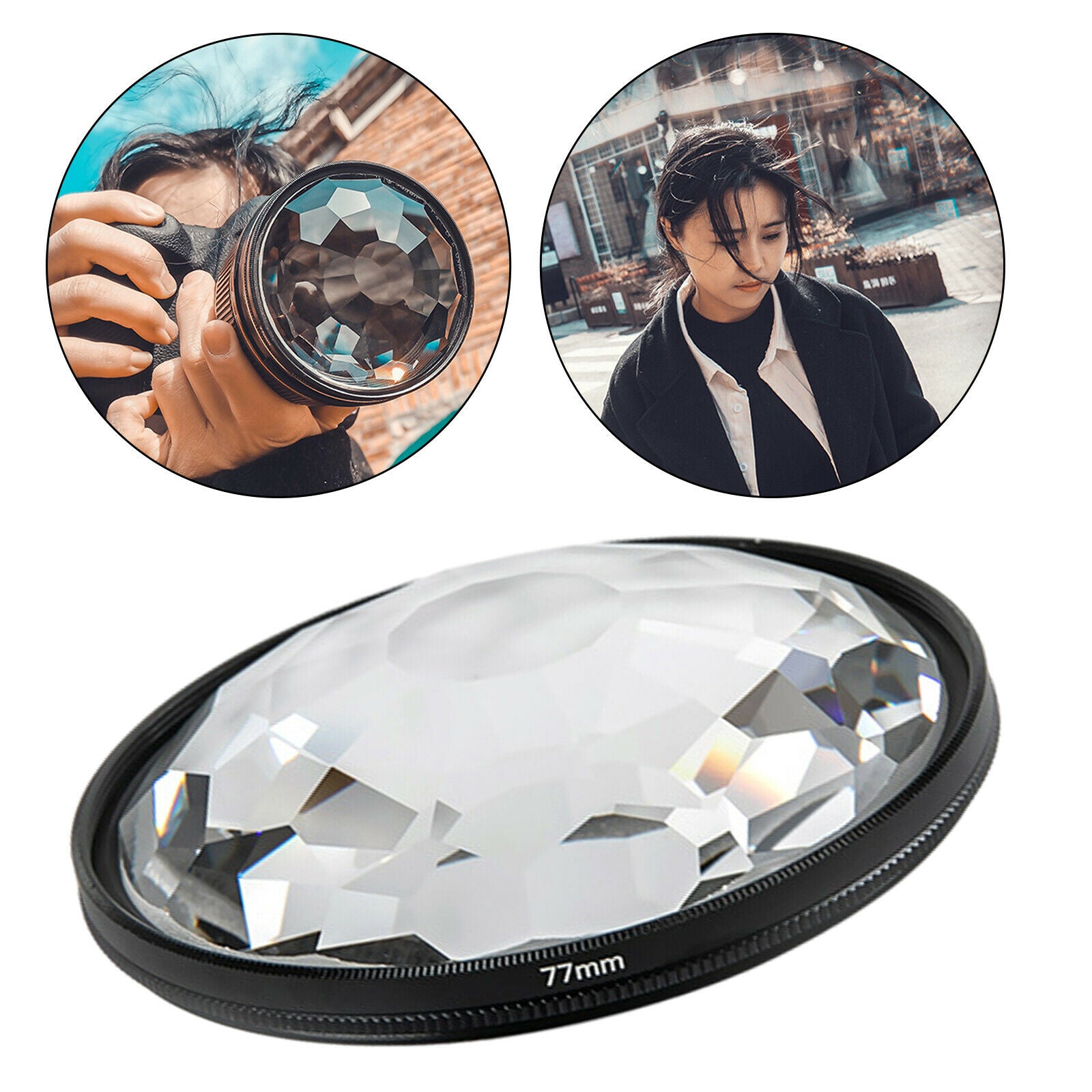 1x 77mm Kaleidoscope Prism Camera Glass Filter Variable Number of Subjects