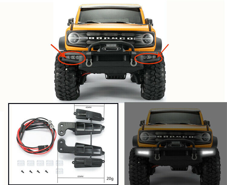 2pcs Front Bumper Side Inner Spot Light Lamp For 1/10 TRX4 BRONCO RC Cars