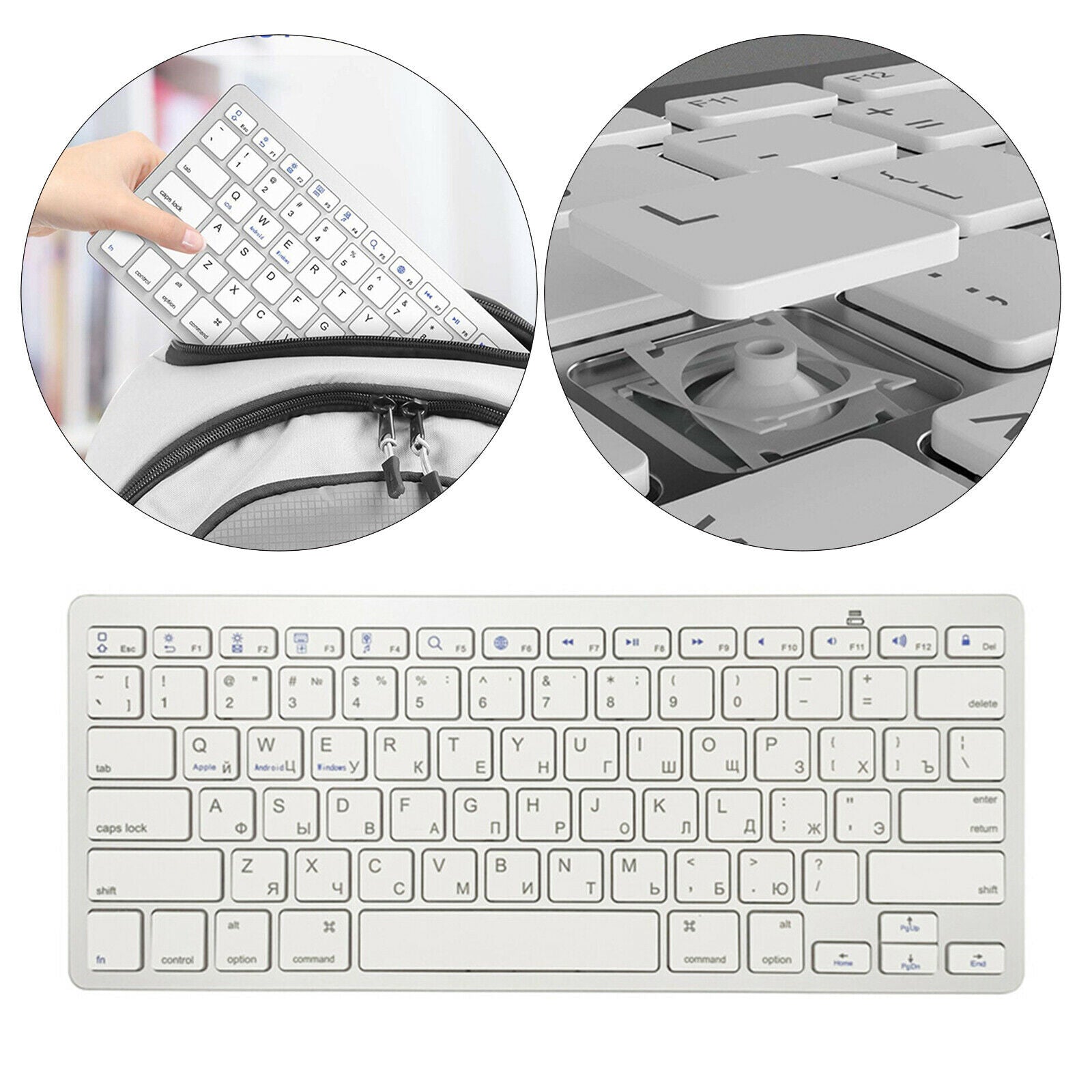 1x 78 Keys Bluetooth Keyboard Russian for Laptop Universal Lightweight