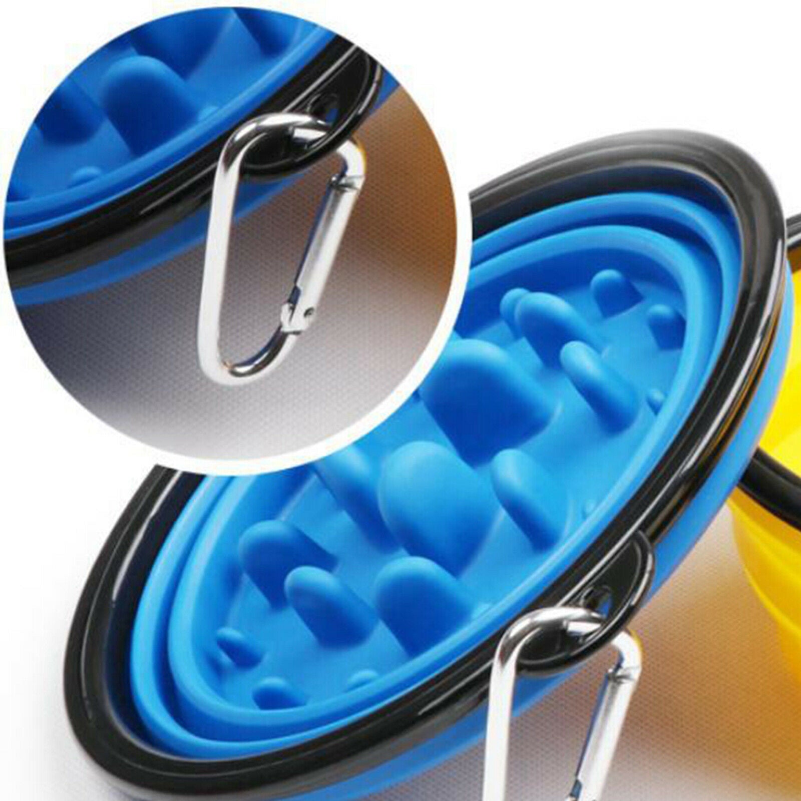 Dog Slow Feeder Bowl Travel Water Bowl Bloat Prevent Anti Gulping Blue