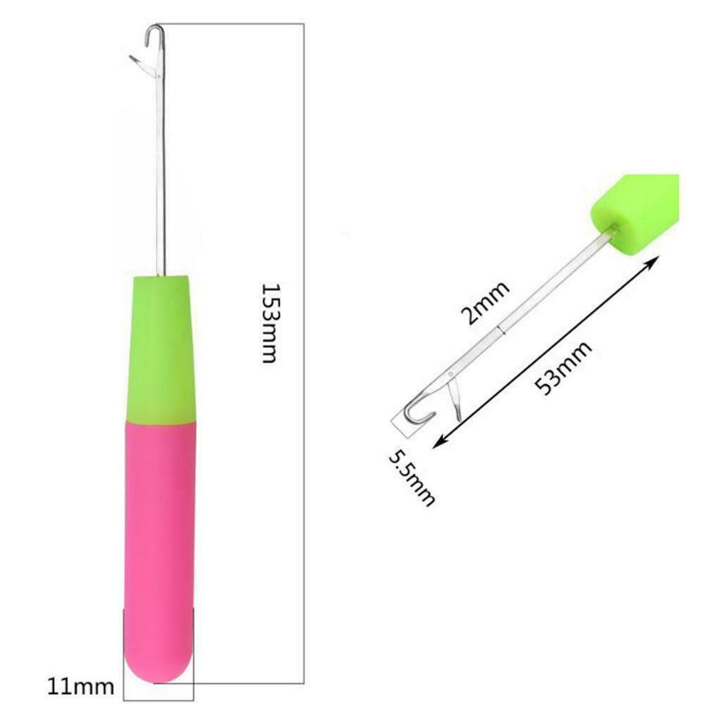 5 Packs 6in Latch Hook Crochet Needle for Braids Hair Extension Weave Pink