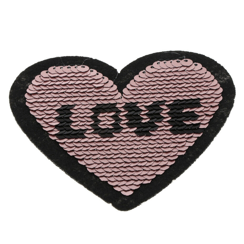6x Sequin Heart Patches Applique Patches For Sewing And Iron On DIY Craft And