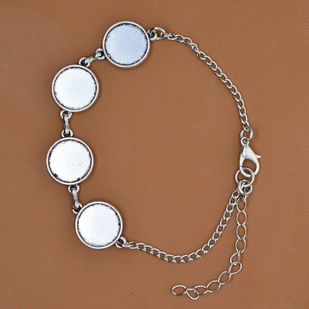 100pcs 12mm Round Photo Cameo Cabochon Settings Pendant Blanks Tray for Bracelet