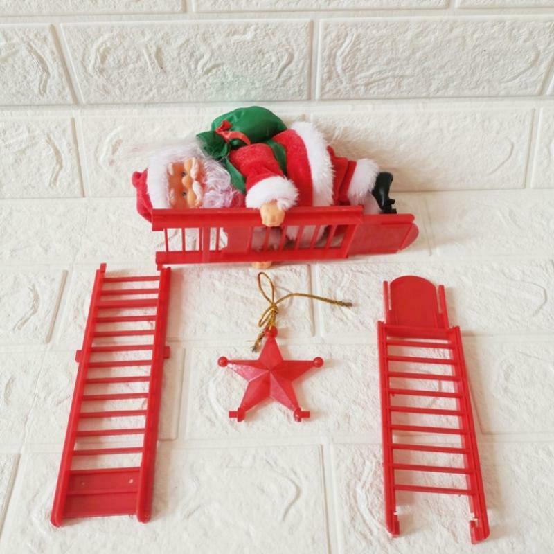Santa Climbing Ladder Electric Santa Claus Climbing Rope Ladder Decoration