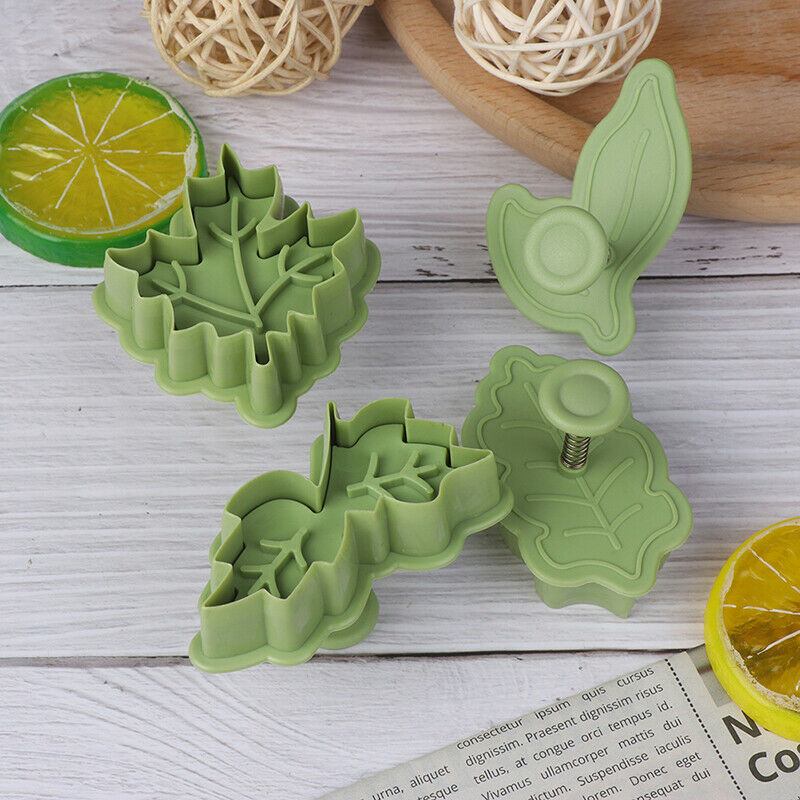 4PCS/Set Cookie Cutters Moulds Leaf Shape Plastic Baking Mould Cookie Cut Tt