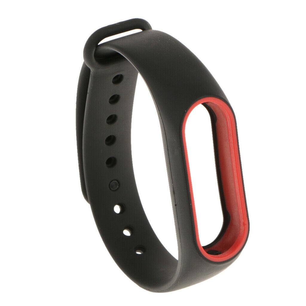 Silicone Wrist Strap Wristband Bracelet For  Mi Band 2 Black+Red