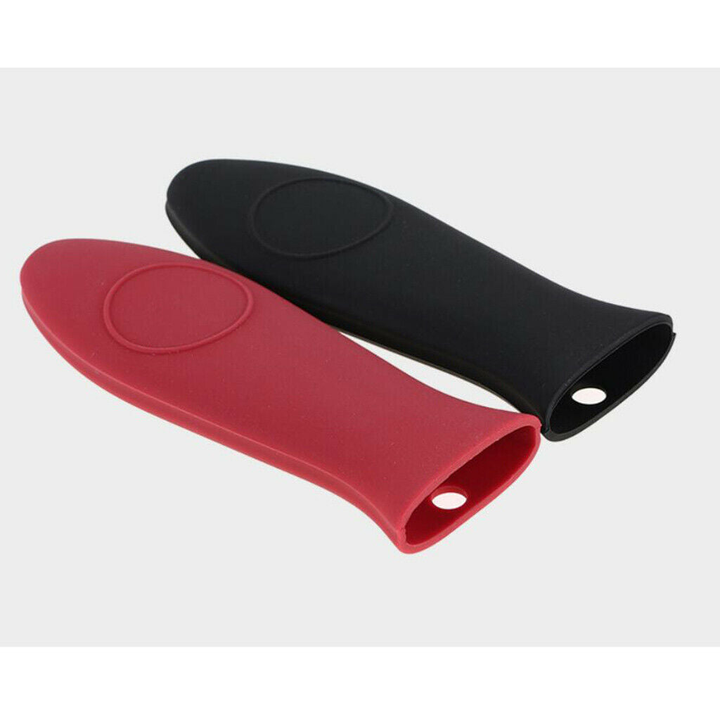 2pcs Silicone Pot Pan Handle Saucepan Holder Sleeve Slip Cover - Red & Black