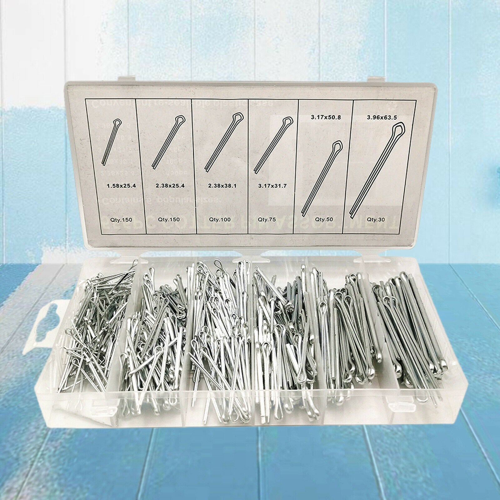555Pcs 6 Sizes Cotter Pin Assortment Kit Corrosion-resistant
