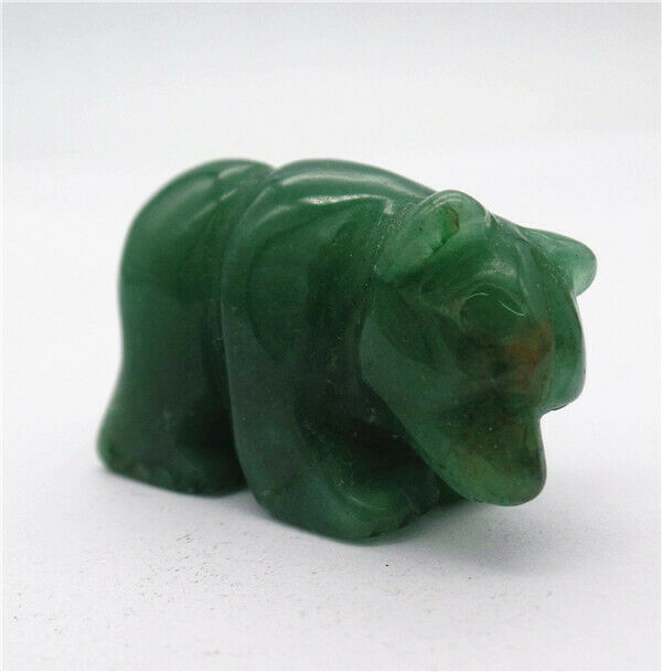 38x24x16mm Natural Green Aventurine Carved Bear Decoration Statue Decor HH7757