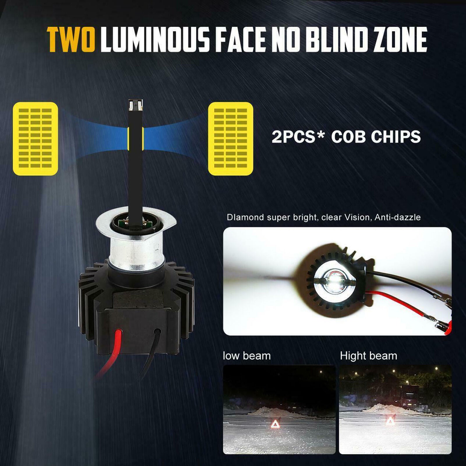 H1 LED Headlight Bulb Kit 2200W 330000LM High Beam Fog Light Xenon 6000K White