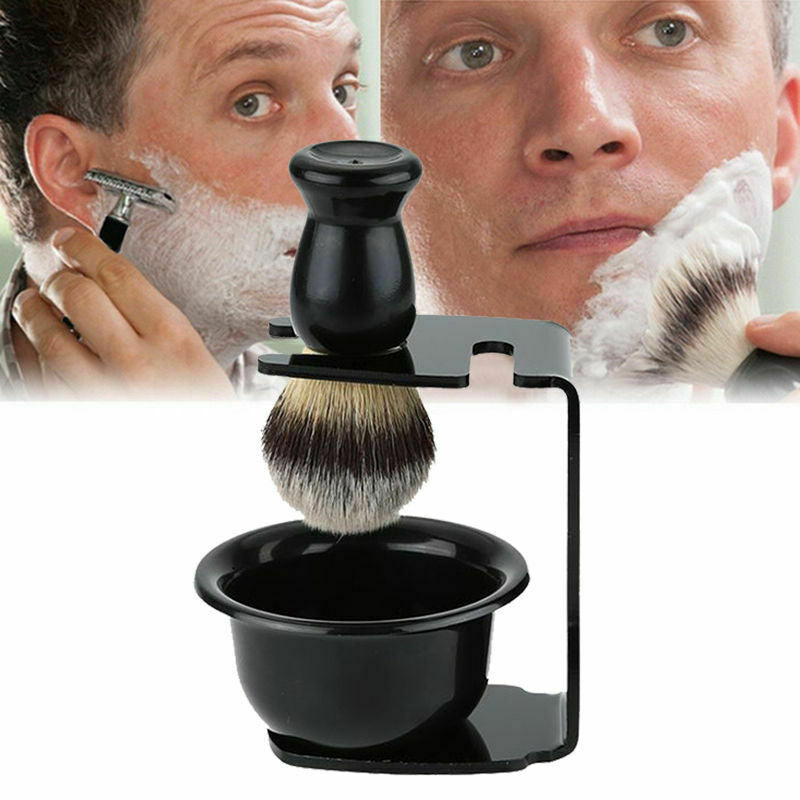 Luxury Manual Shaving Set Kit Hair Shaving Brush +Acrylic Stand +Soap Bowl