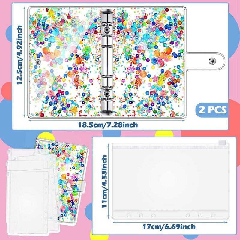 2Pc A6 Size 6 Holes Binder Cover Glitter sand Soft PVC Planner Protector GliQ8K8