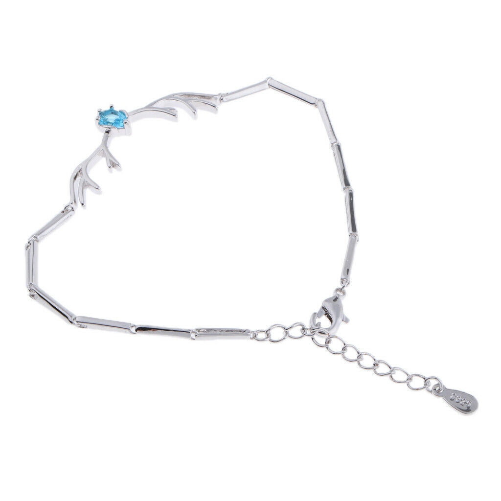 Women Copper Crystal Bracelet Antler Shaped Bracelet Fashion Jewelry Blue