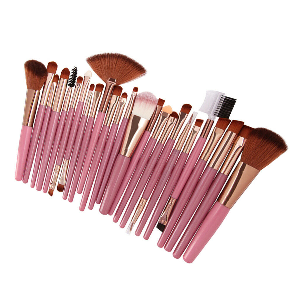 25 Packs Makeup Brushes Concealer Bronzer Blush Blending Brush Pink Coffee