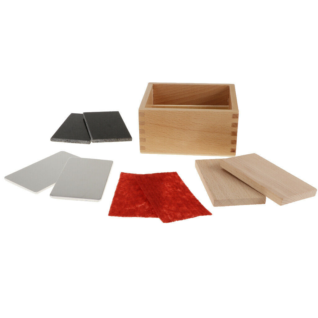 Montessori Sensorial Material Thermic Tactile Sense Tablets in Wooden Box