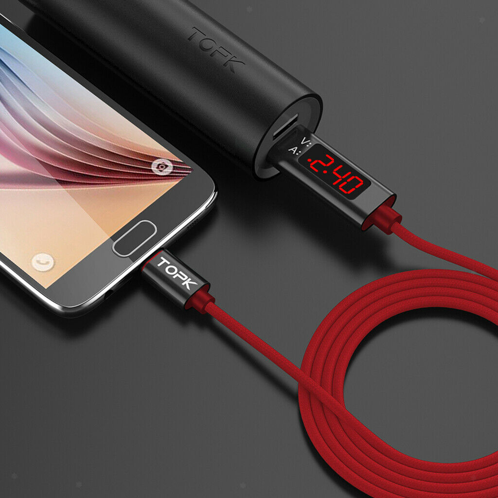 LED Display Quick Charging Cellphone Micro USB Cable Charging Wire 3ft