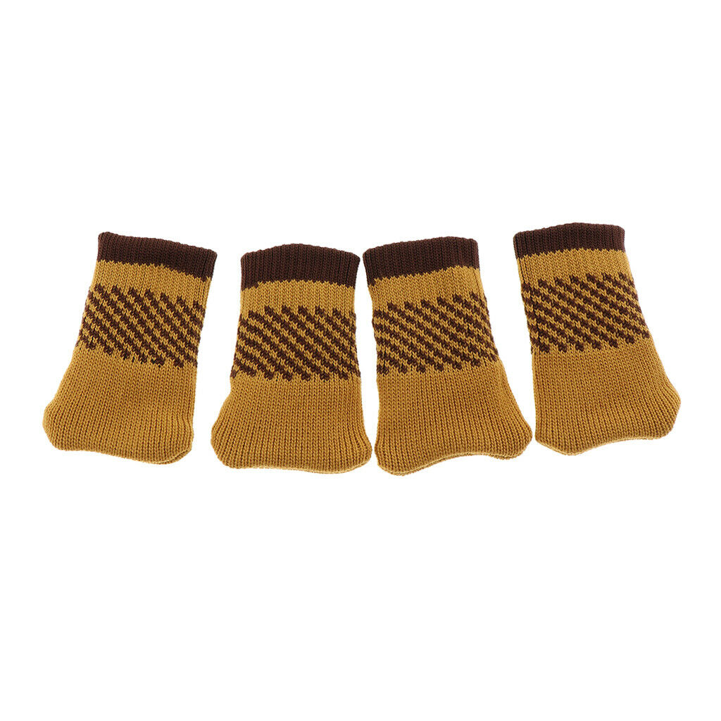 4pcs Knit  Socks Chair Leg Floor Protector Covers Wheat Yellow