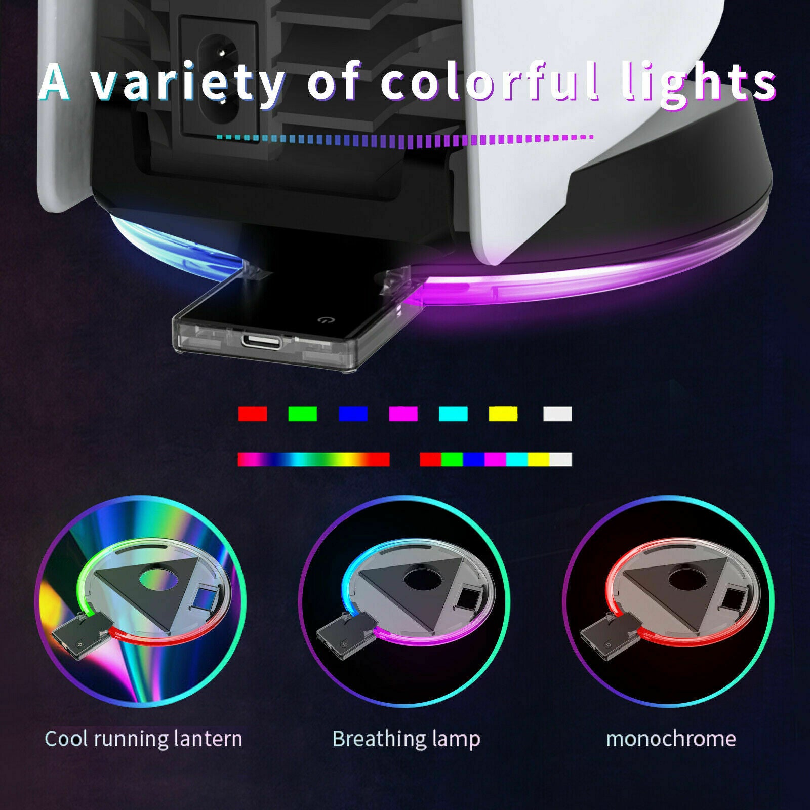 Adjustable RGB Base for PS5 Host Game Console Atmosphere LED Light Stand Props