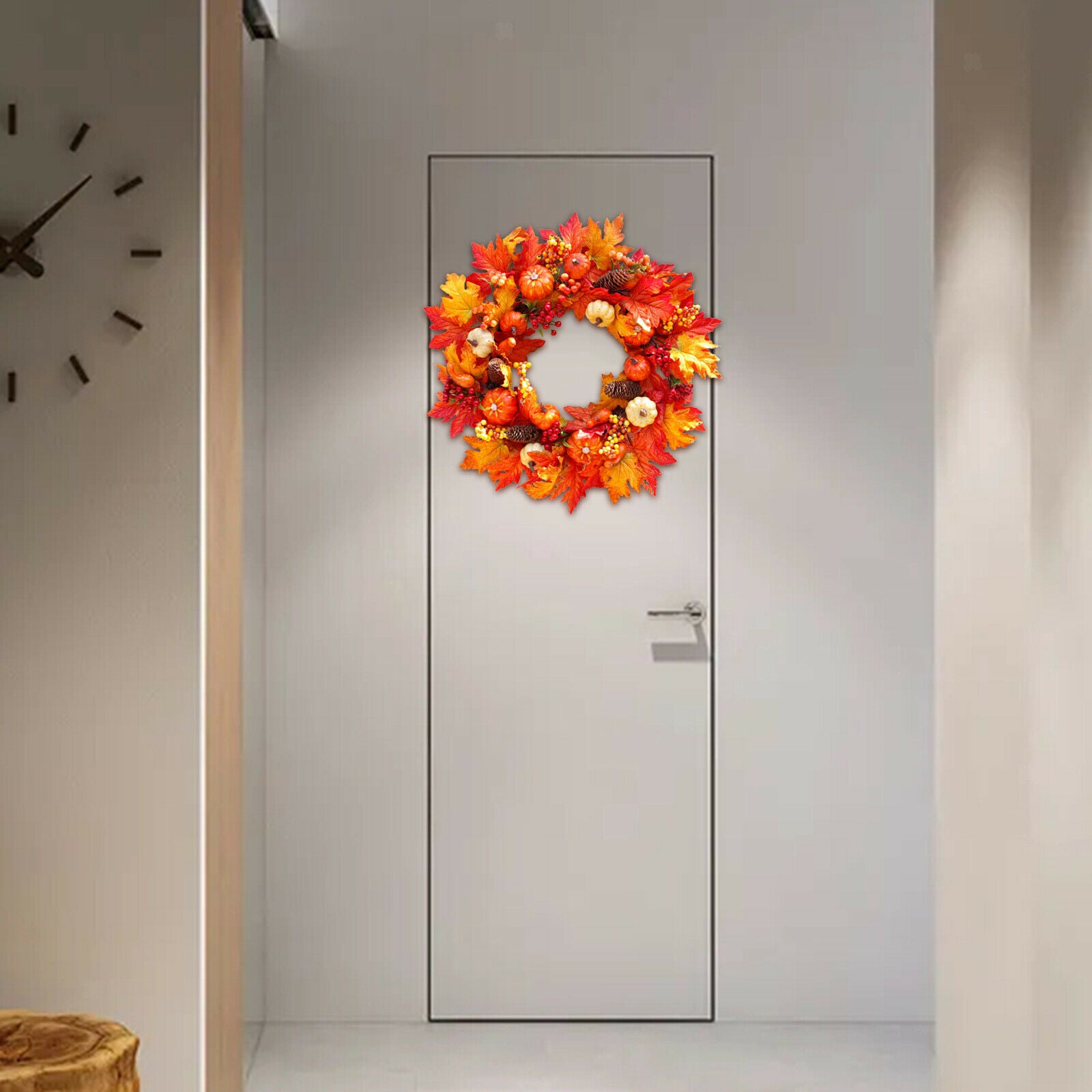Autumn Fall Harvest Round Garland Wreath 24" Door Decor Ornaments Halloween