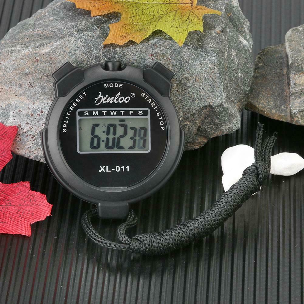 Sports Multifunction Digital Handheld LCD Chronograph Sports Stopwatch  Black