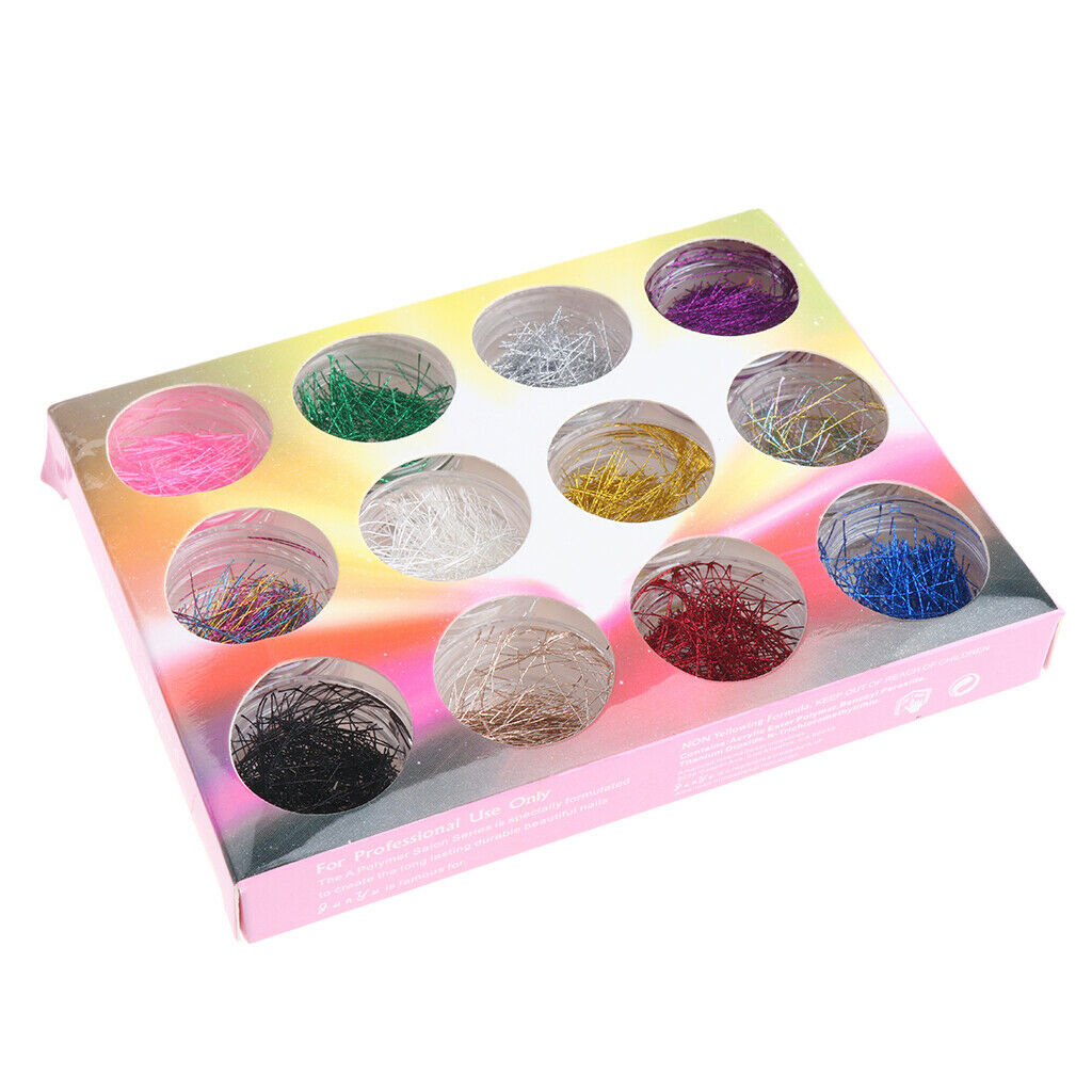 12 Boxes Nail Paillette Chip Foil Nail Glitter Nails Art Foil Slice Wire DIY