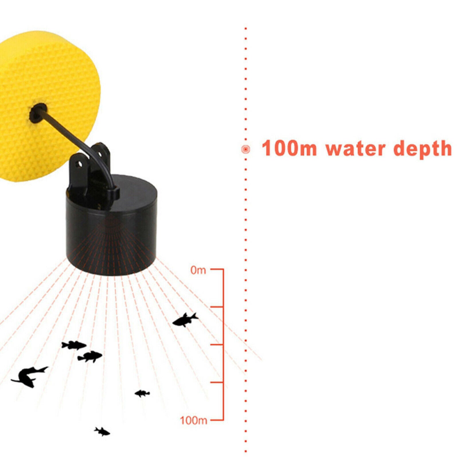 Portable Wireless Depth Finder,Fishing Sonar Sensor Transducer with Longer Range