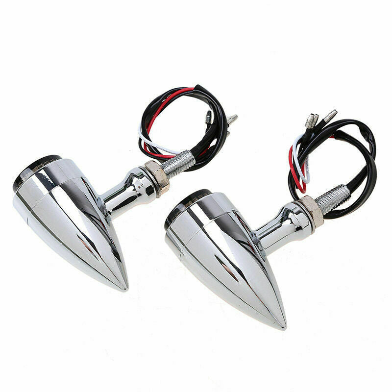 Aluminum Chrome Turn Signal Light M10 Amber Indicator 10mm Bolt Motorcycle