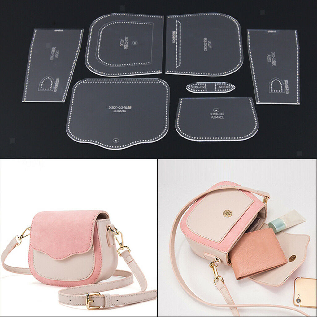 7Pcs Acrylic Handbag Pattern Stencil Template Set Leather Craft Sewing Tool