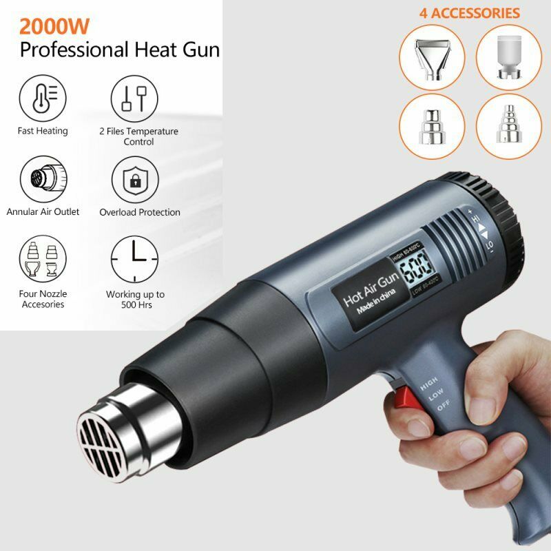 2500W 220V EU Plug Industrial Electric Hot Air Gun Thermoregulator LCD Heat Gun