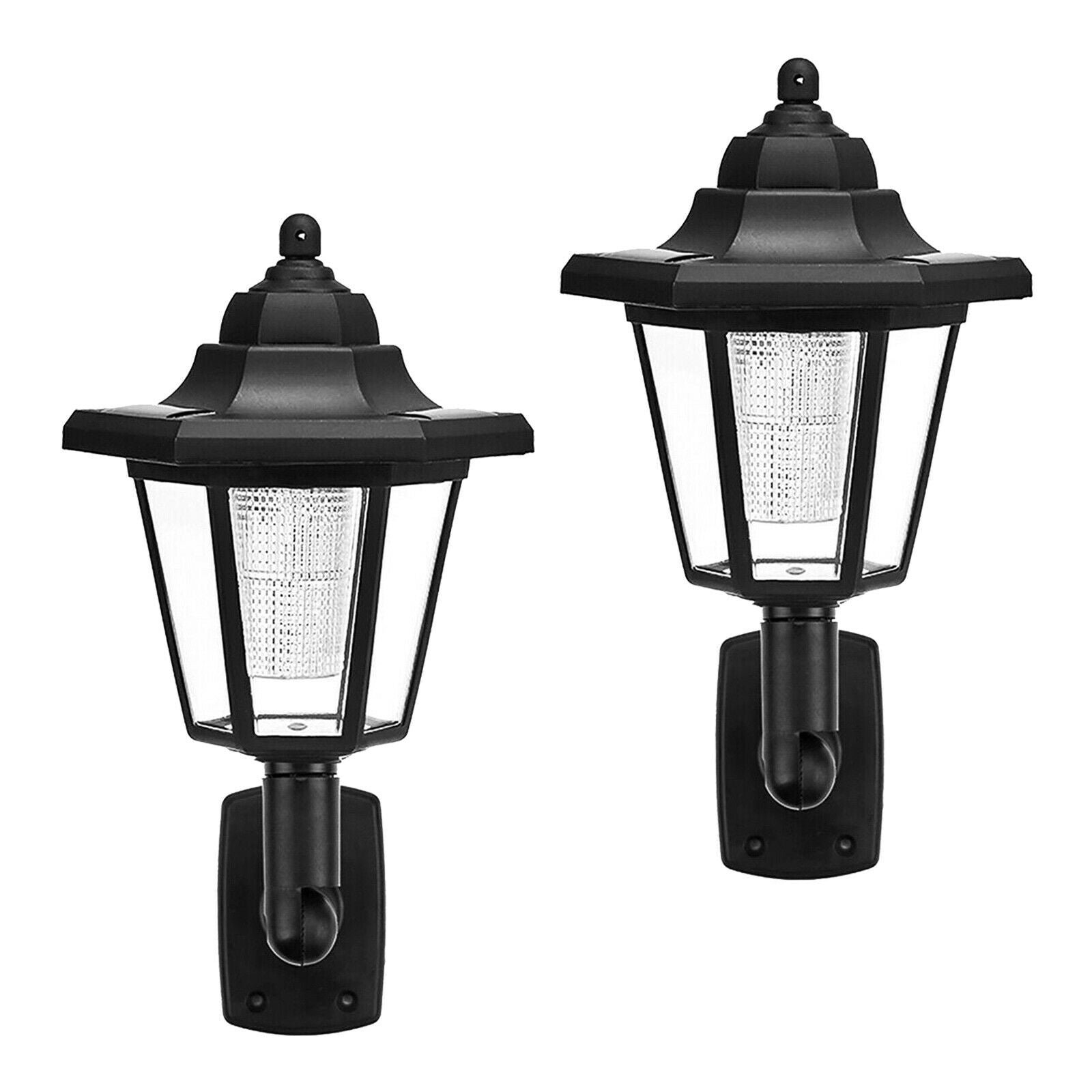 Solar Hex Wall Lights Light Sensor Decoration Garden Porch Fence Sconce Lamp