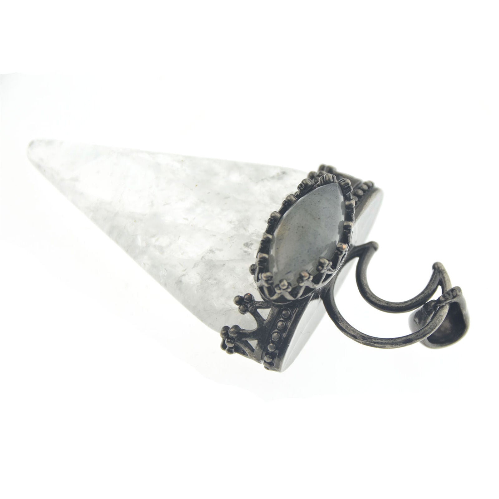 Rock Quartz Labradorite Stone Pendant Energy Reiki Healing Amulet