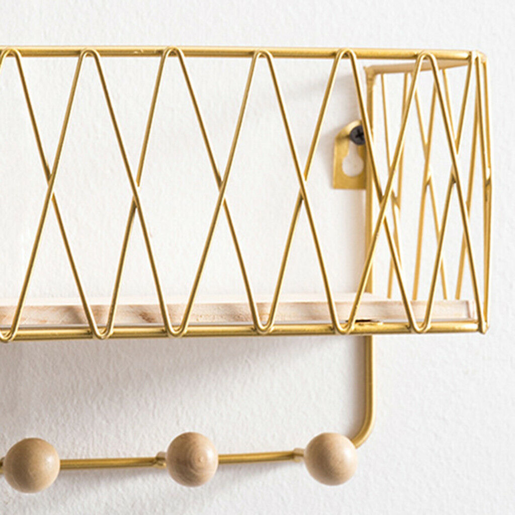 Wall Hanging Key Holder Mail Rack Coat Mail Organizer Basket golden small