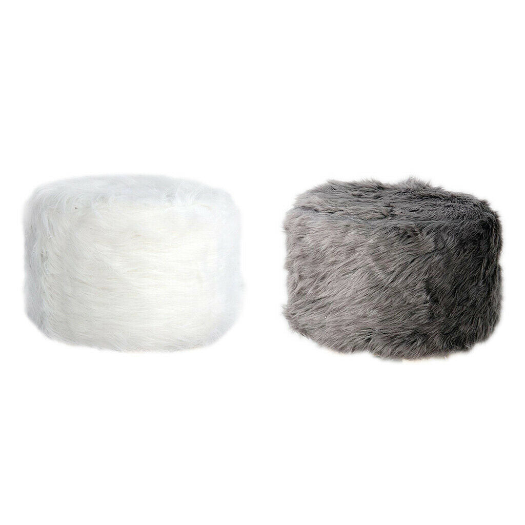2pcs 40cm Diameter Soft Furry Round Footstool Cover Kids Little Stool Chair