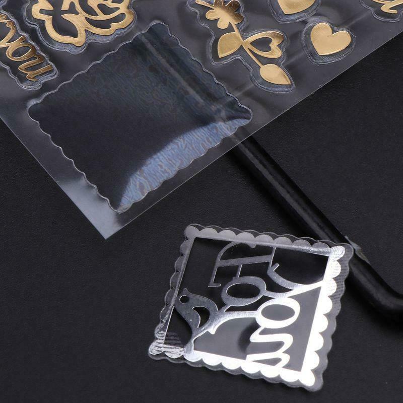4 Pcs/Set DIY Filler Golden Letter Pattern Rose Transparent Self-adhesive Epoxy