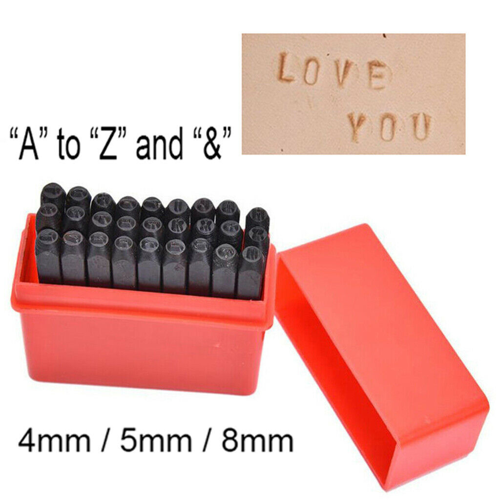 Alphabet Stamps Craft Set Letters Punch Steel Metal Leather Tool Case 4mm