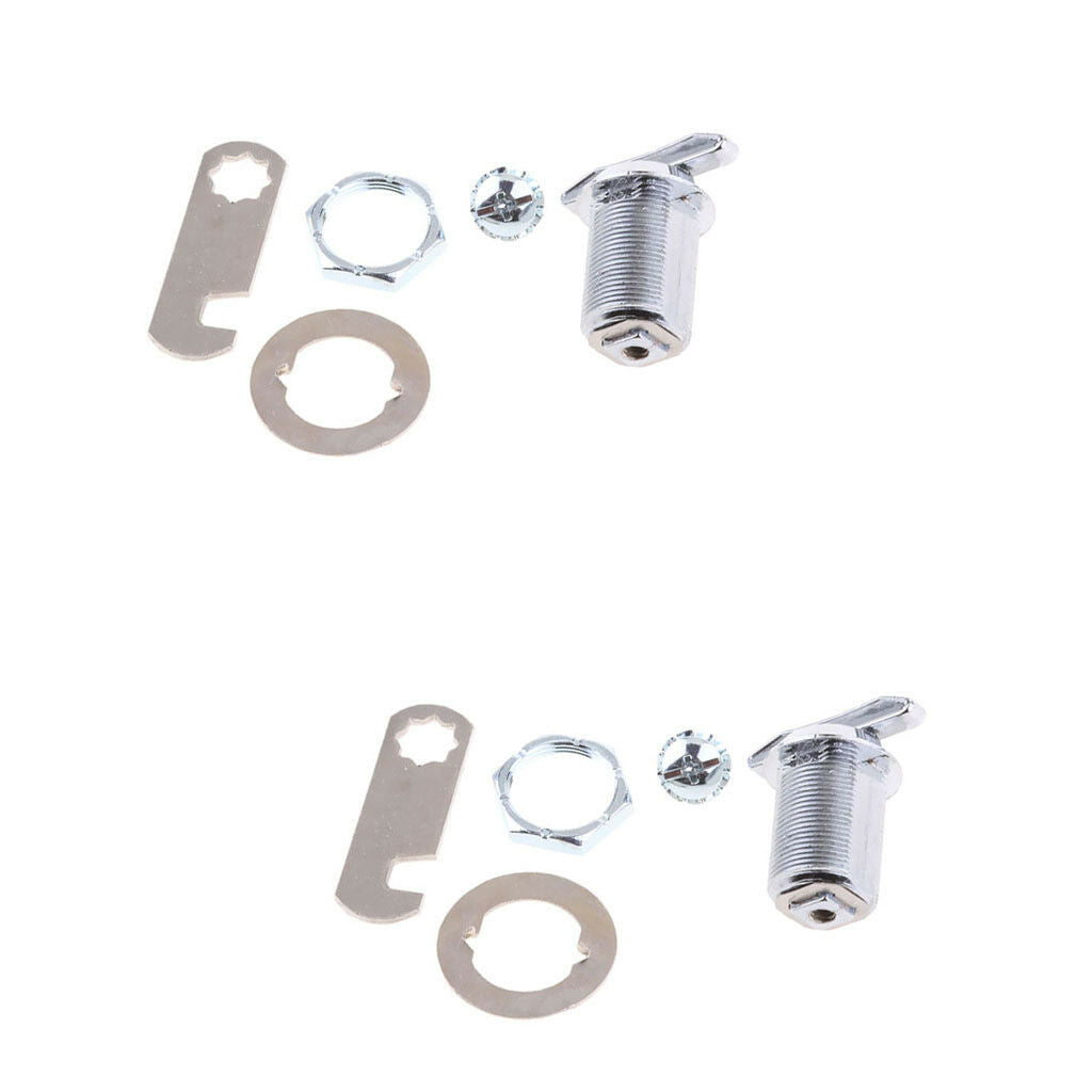 2X 25mm Keyless Turn Cam Small Lock & Accessories for Cabinet Drawer Mailbox